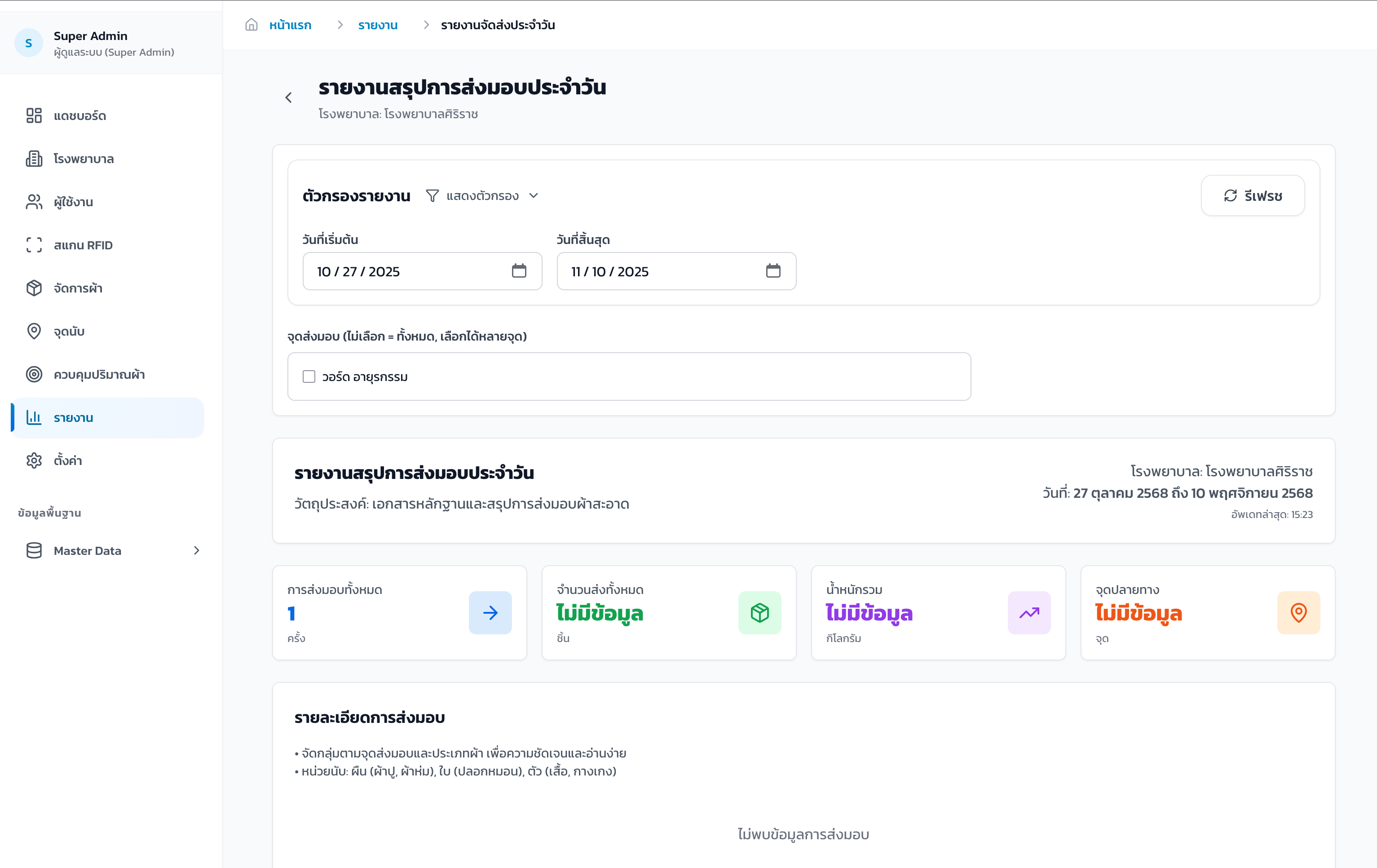 สรุปการส่งมอบและหมุนเวียน