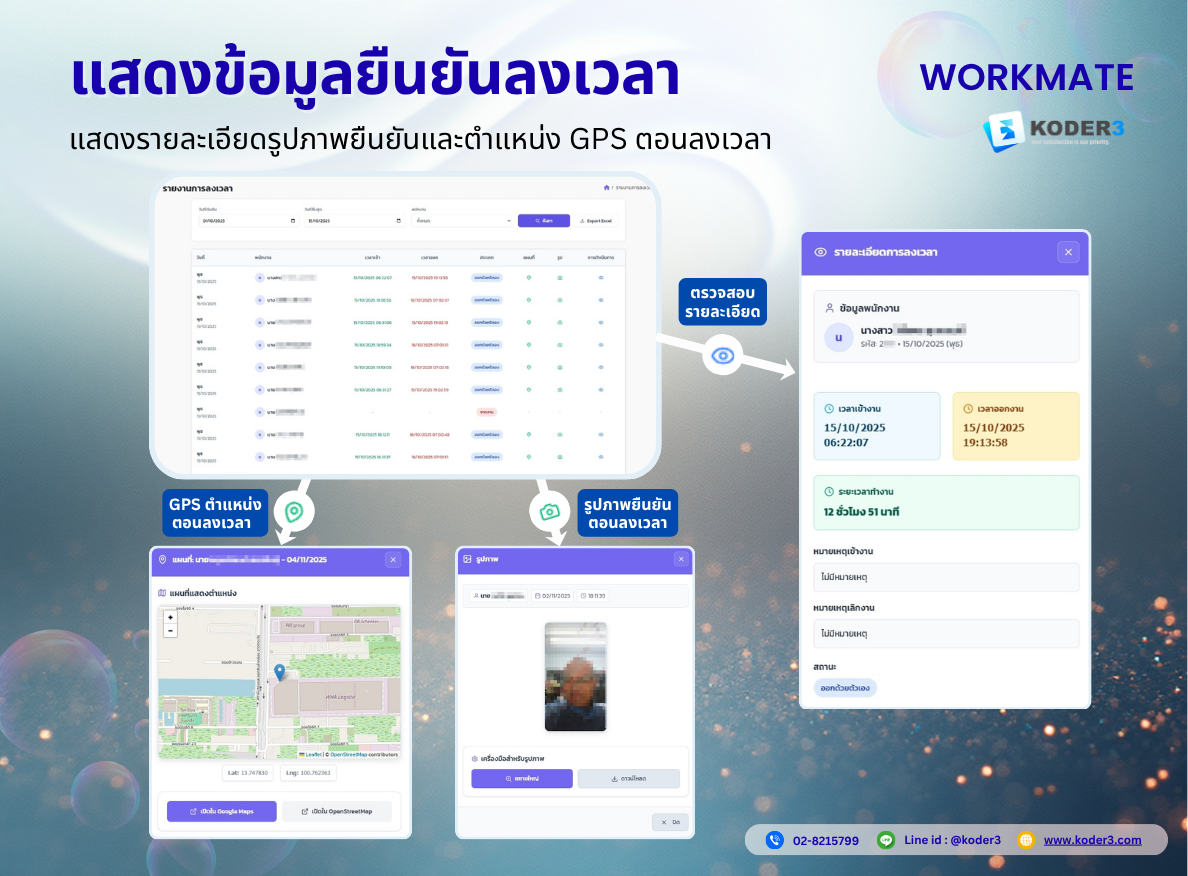 หน้าจอยืนยันลงเวลา